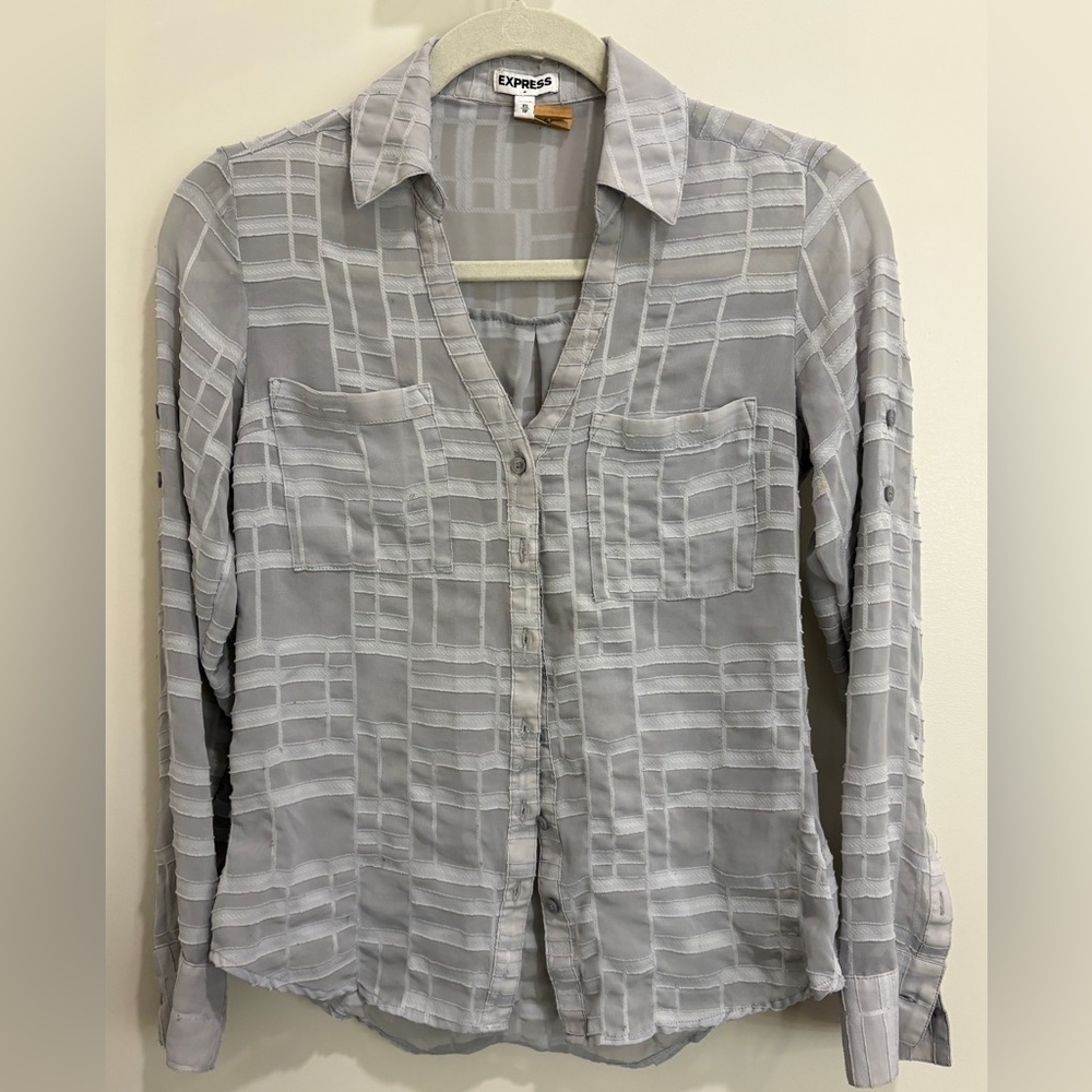 β¨ Express Sheer Button-Up Blouse | Size XS β¨ - Picture 3 of 14